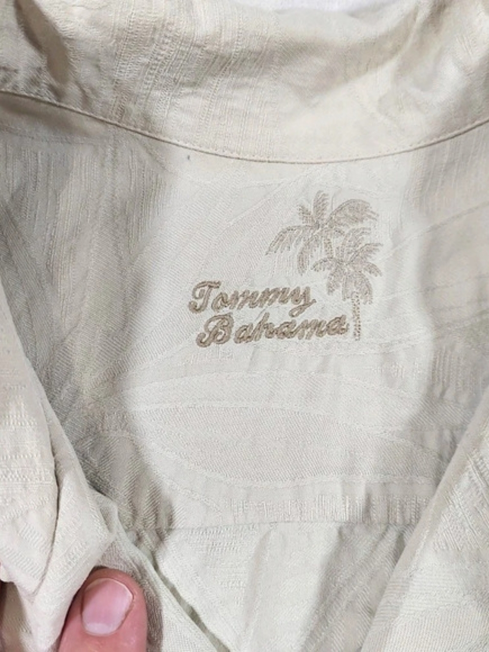 Tommy Bahama Silk Button Down Shirt
 Off White XXL/TG
